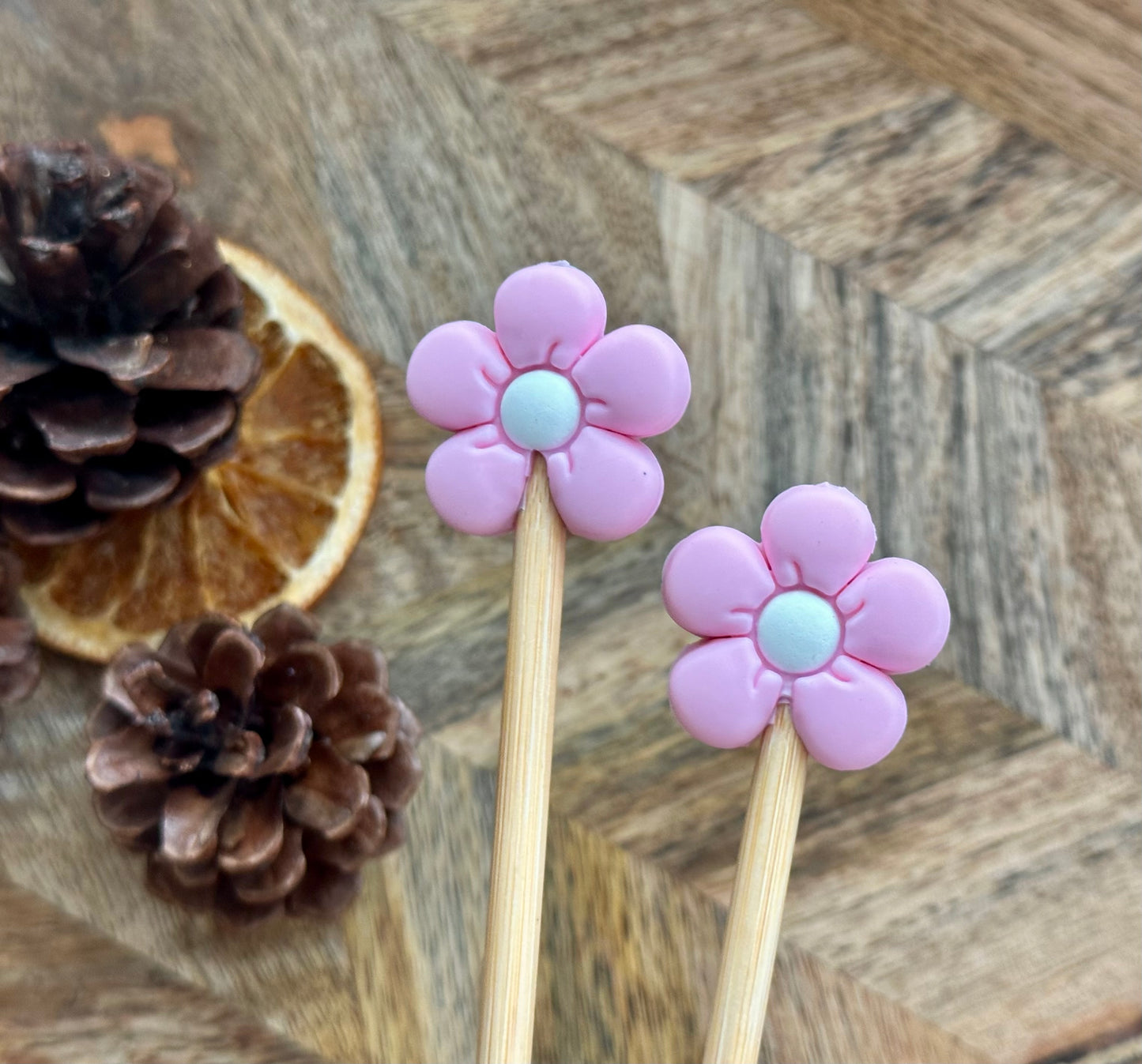 Maschenstopper „Blumen rosa“