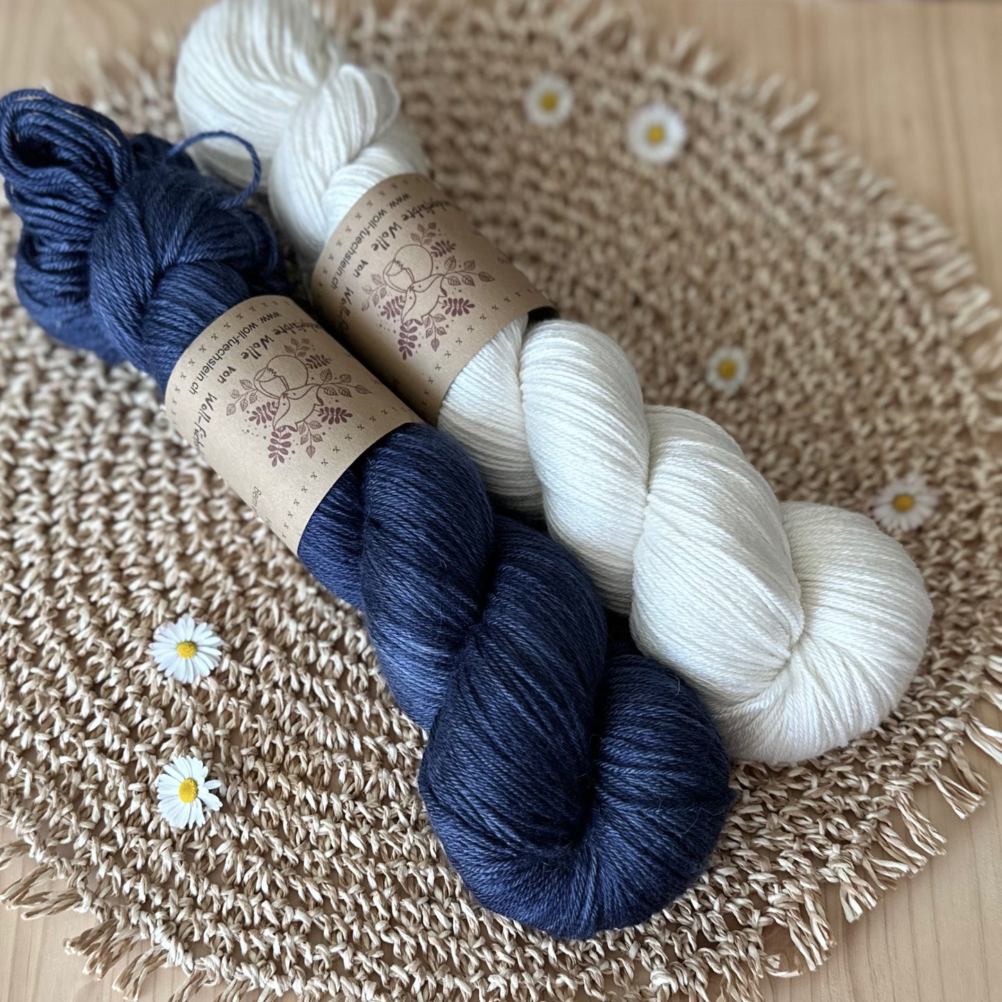 Seide Merino Set 2x100g „Nachtblau“ „Porcelain“
